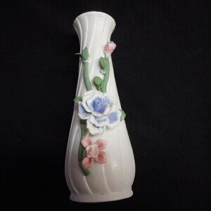 BUD VASE ... CERAMIC BUD VASE, ceramic flowers and bud, chips